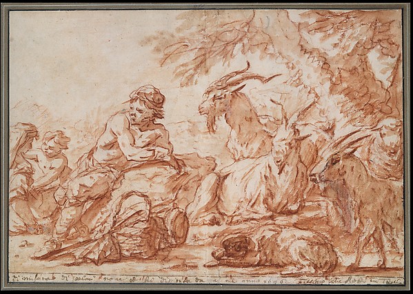 Philipp Peter Roos, Pastoral Scene: A Herdsman and His Family, with Goats