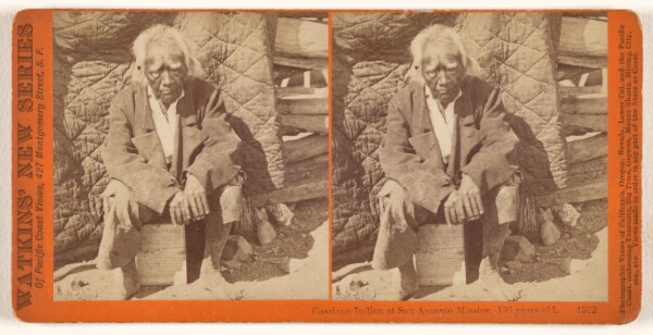 Carleton Watkins, Cassiano Indian at San Antonio Mission, 136 years old.