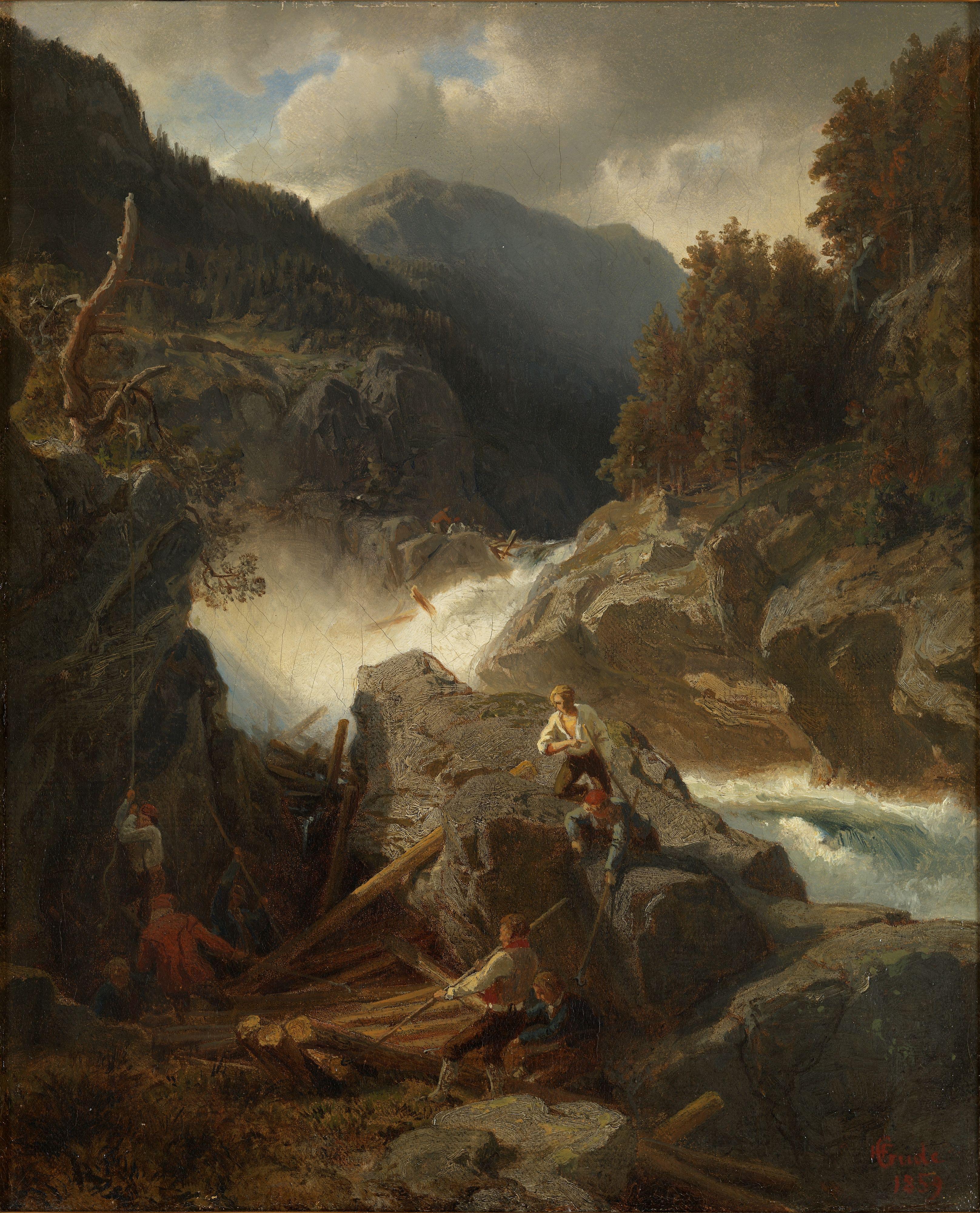 Hans Gude, Waterfall in Hallingdal