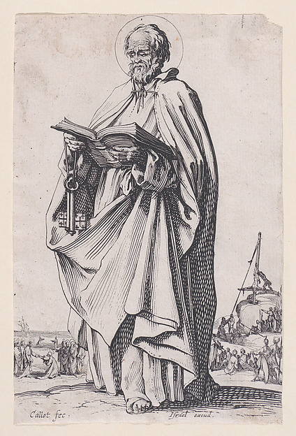 Jacques Callot, Christ, The Savior, from "Les Grands Apôtres Debout, Représentant Le Sauveur, La Bienheureuse Marie et Les Saints Apôtres" (The Large Standing Apostles, Representing The Savior, The Blessed Mary and The Apostles)