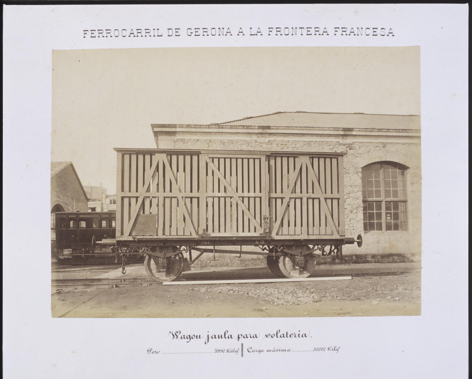Desconegut, Railway from Gerona to the French Border. Vagon jaula for flying