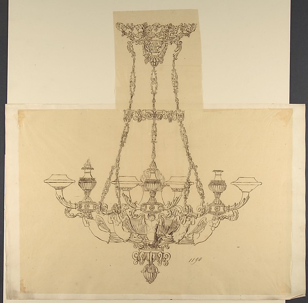 Anonymous, French, 19th century, Design for a Chandelier