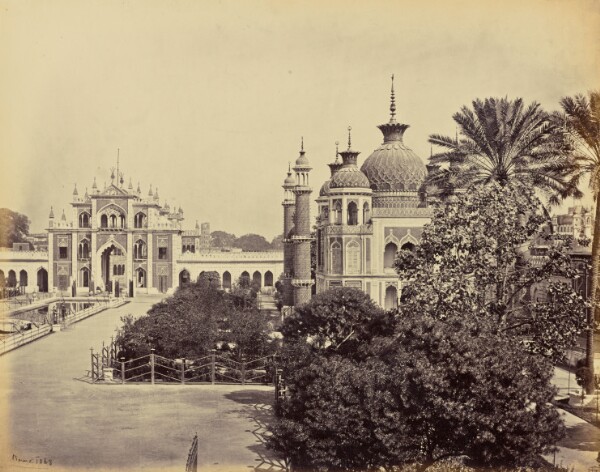 Samuel Bourne, Lucknow; The Gate and Garden of the Hooseinabad Emambara