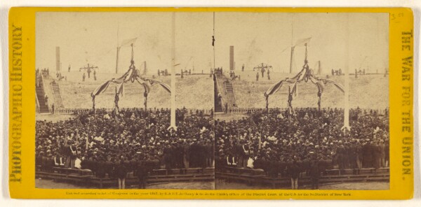Edward and Henry T. Anthony & Co., Interior of Fort Sumpter, Charleston Harbor, S.C., April 14h, 1865. Henry Ward Beecher delivering the Oration..raising old flag.