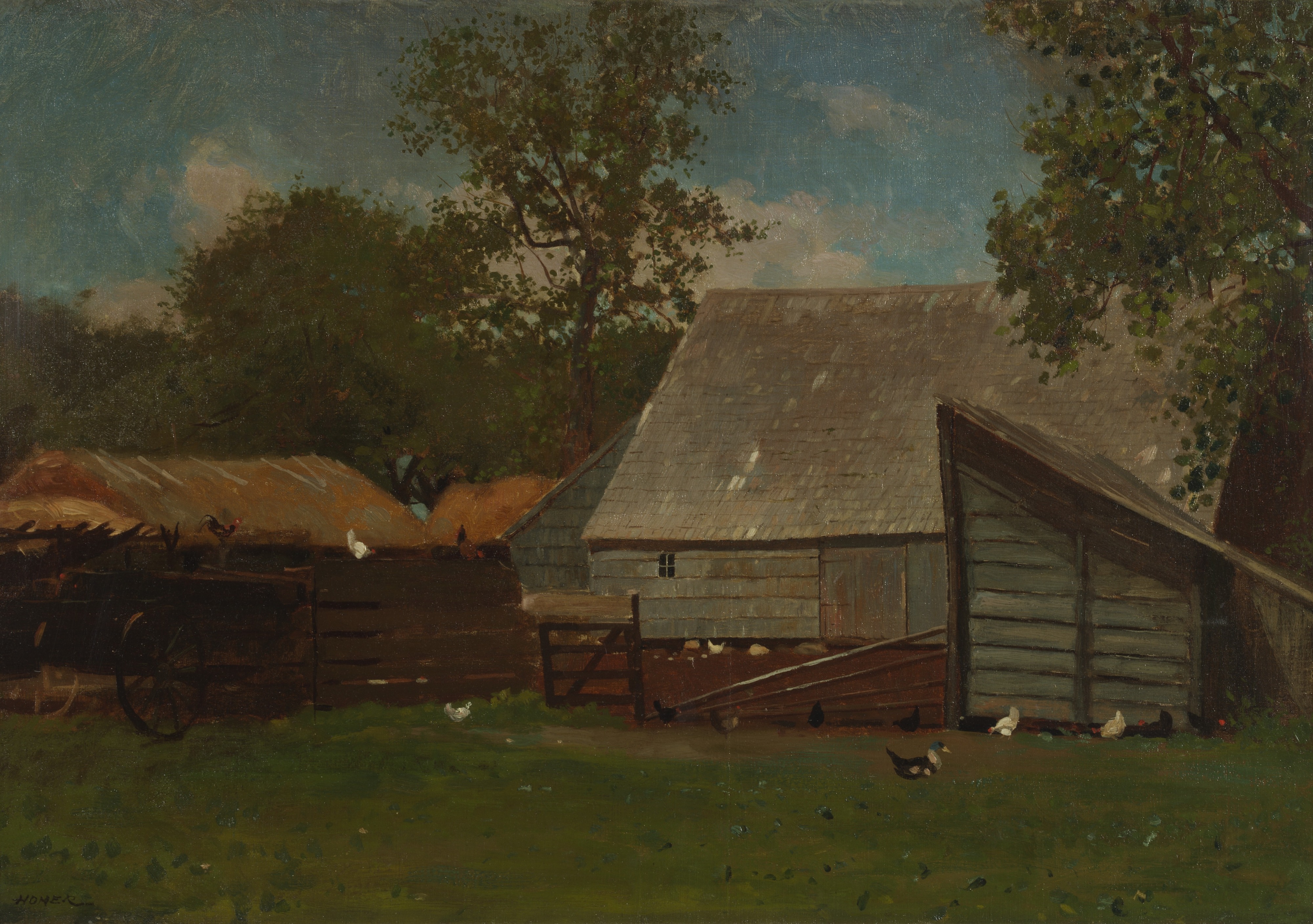 Winslow Homer, Farmyard with Ducks and Chickens