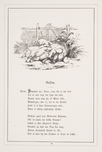 H.P. Hansen, Grisene. Illustration til H.V. Kaalund, "Fabler for Børn"