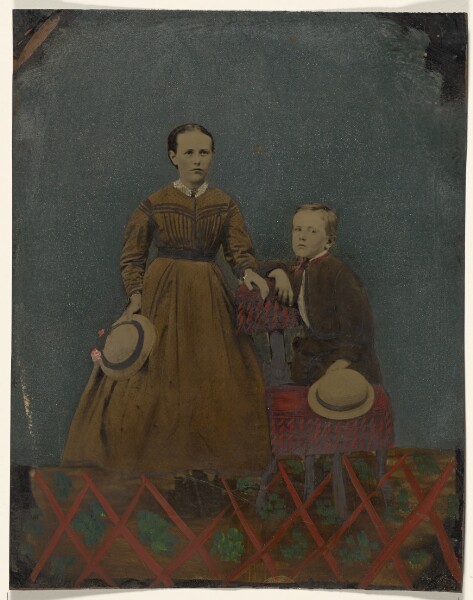 Unknown, [Portrait of young boy and girl]