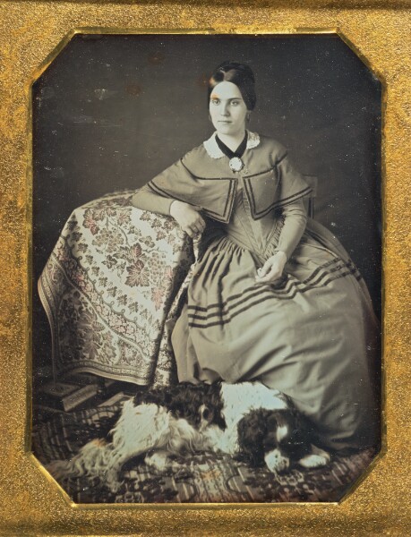 Unknown, [Portrait of a Seated Young Woman and Dog]