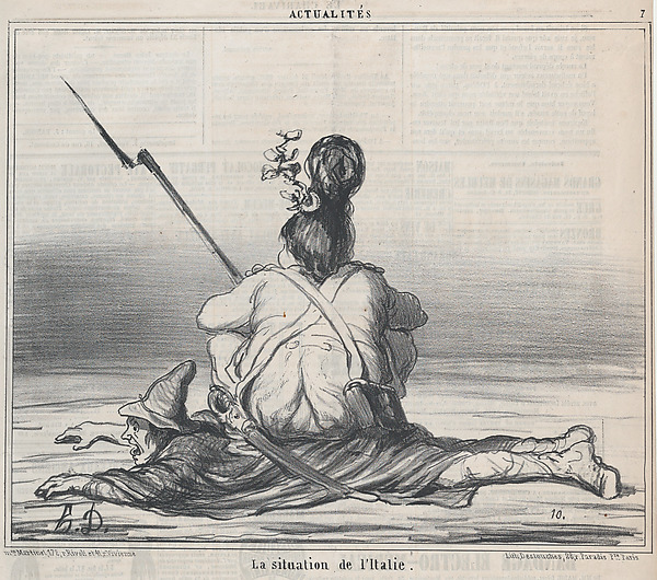 Honoré Daumier, La situation de l'Italie, from Actualités, published in Le Charivari, February 21, 1859