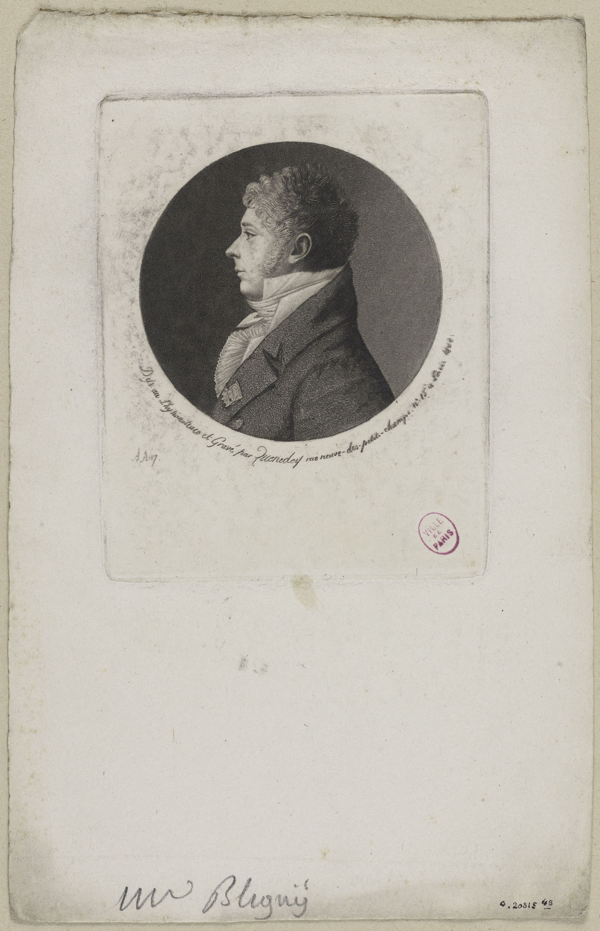 Edmé Quenedey, Portrait de Monsieur Bligny