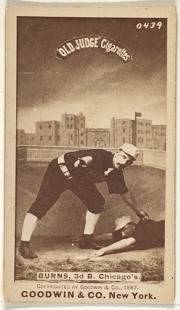 Goodwin & Company, T.C. Burns, 3rd Base, Chicago, from the Old Judge series (N172) for Old Judge Cigarettes