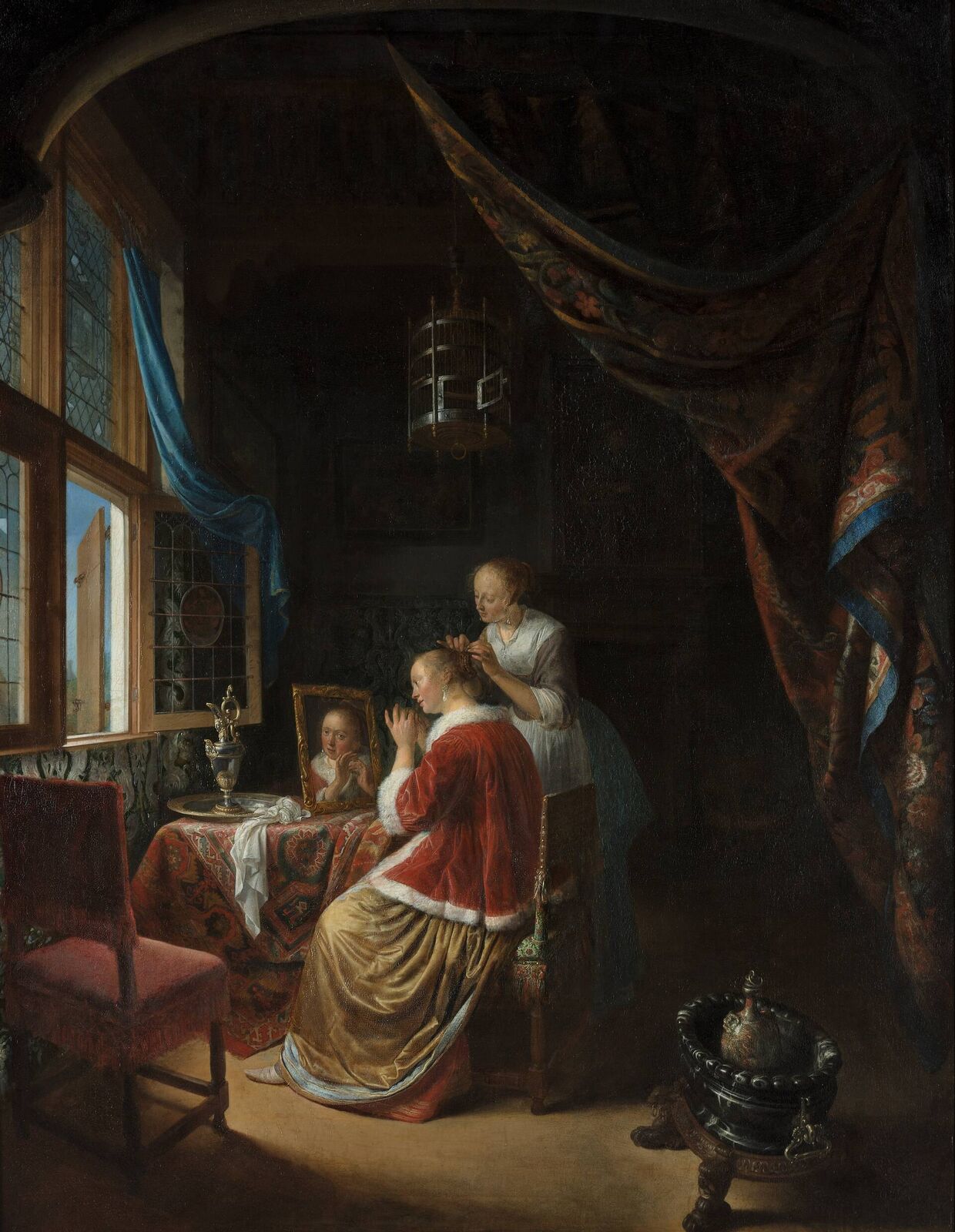 Gerrit Dou, A Young Woman at Her Toilet