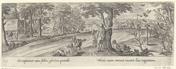 Collaert, Adriaen, (-1618), (printmaker), Venationis, piscationis, et aucupii typi: Birdcatcher with bird-lime