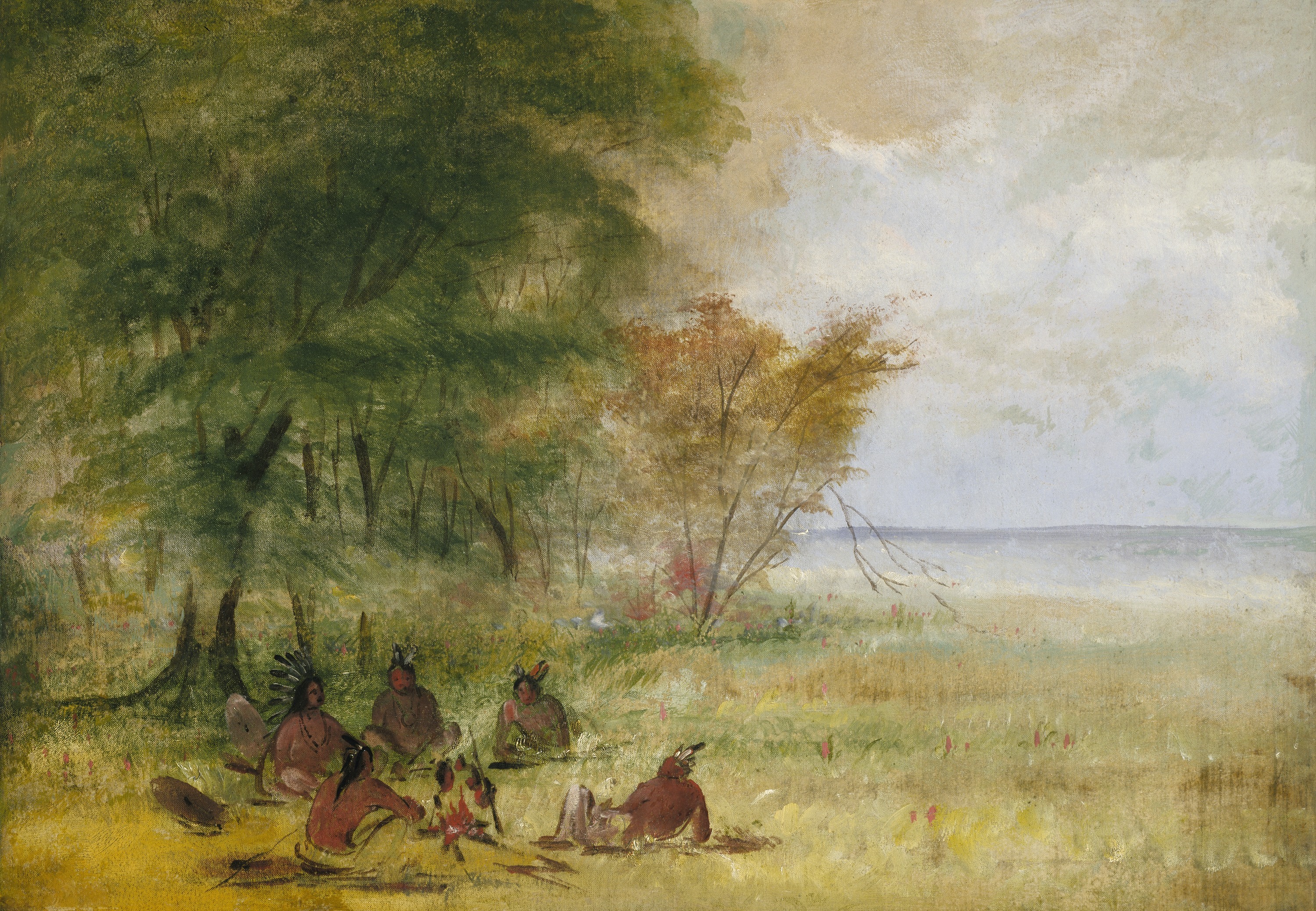 George Catlin, Sioux Indian Council, Chiefs in Profound Deliberation