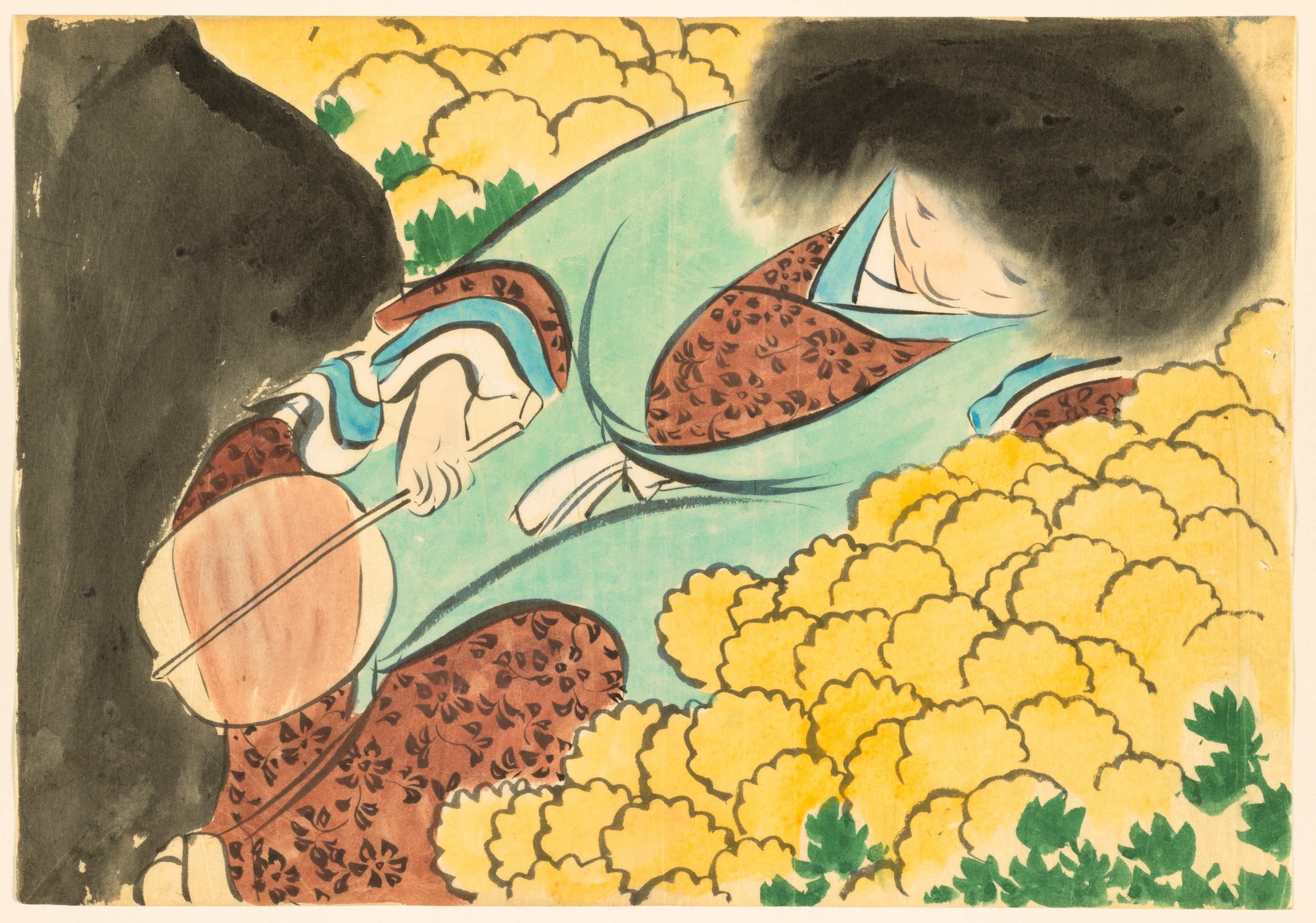 Kamisaka Sekka, Flowers of a Hundred Worlds (Momoyogusa): Chrysanthemum Boy (Kikujidō)