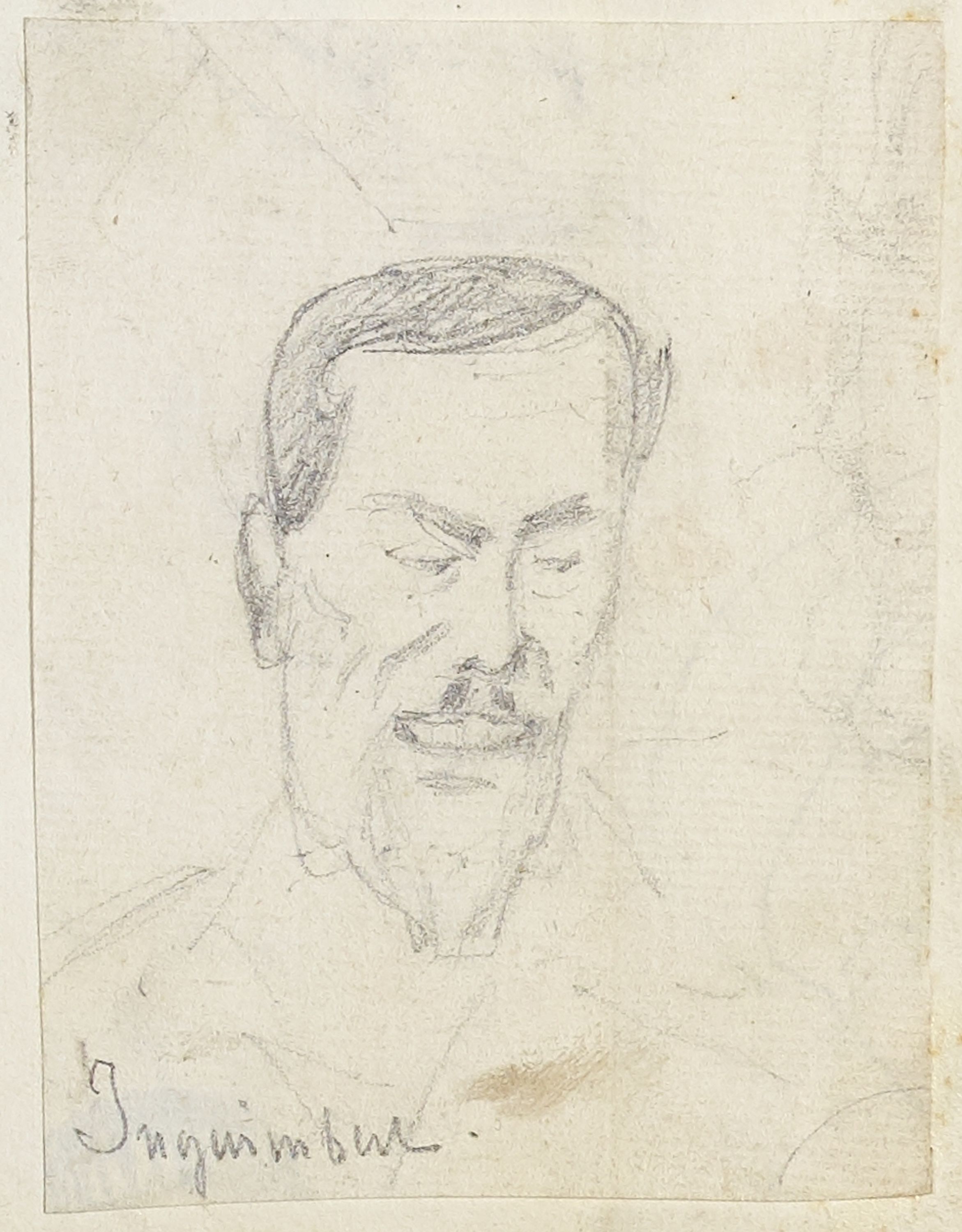 Anonyme, Portrait-charge d'un homme de face (Inguimbert)