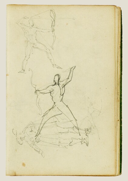 Théodore Géricault, Three studies of a nude man with bow and arrow, standing cavalier
