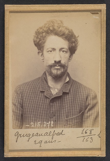 Alphonse Bertillon, Grugeau. Alfred, Alphonse. 26 ans, né à Tours (Indre & Loire). Cordonnier. Anarchiste. 9/3/94.