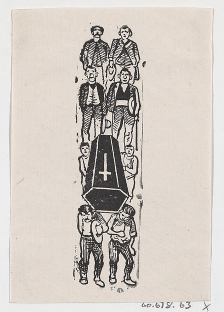 José Guadalupe Posada, A group of men carrying a coffin with a cross