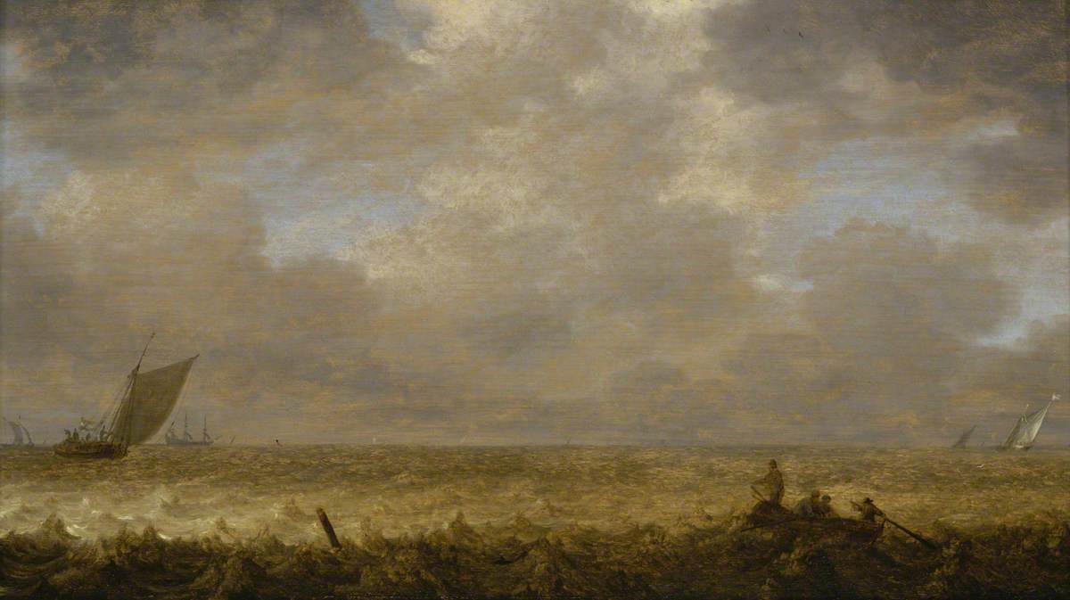 Pieter Mulier the Elder, A Shallow Sea with Fishing Boats
