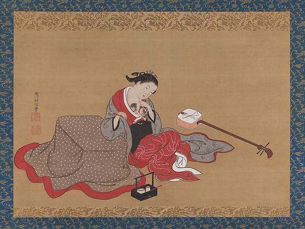 Nishikawa Sukenobu 西川祐信, Courtesan with a Kitten