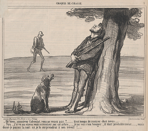 Honoré Daumier, Eh! bien, monsieur Caboulot, vous ne venez pas?...., from Croquis de Chasse, published in Le Charivari, October 6, 1859