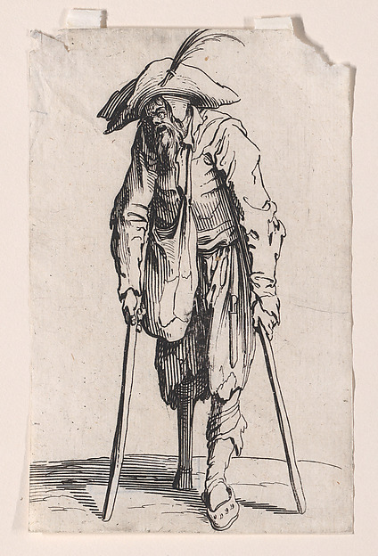 Jacques Callot, Le Mendiant a la Jambe de Bois (The Beggar with the Wooden Leg), from "Les Gueux suite appelée aussi Les Mendiants, Les Baroni, ou Les Barons" (The Beggars, also called the Barons)