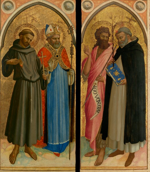 Fra Angelico, Saint Francis and a Bishop Saint, Saint John the Baptist and Saint Dominic