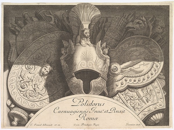 Polidoro da Caravaggio, Plate from "Divers Trophées" (Weapon Trophies after the Façade of Palazzo Milesi in Rome)
