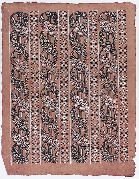 Anonymous, Sheet with four borders with a garland of acanthus leaves and flowers
