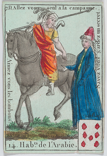 Anonymous, French, 18th century, Hab.ts de l' Arabie from playing cards "Jeu d'Or"