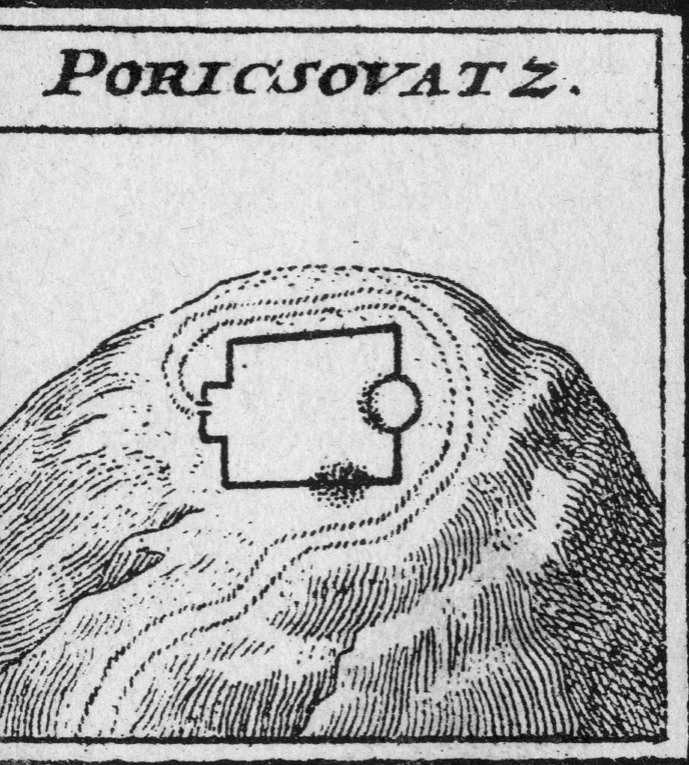 Emil Laszowski (?), Boričevac (Mišljenova gradina) - Gradina najvjerojatnije iz turskog razdoblja; crtež prema planu