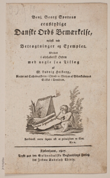 Georg Haas, Titelblad til B. G. Sporon "Entydige Danske Ords Bemærkelse"
