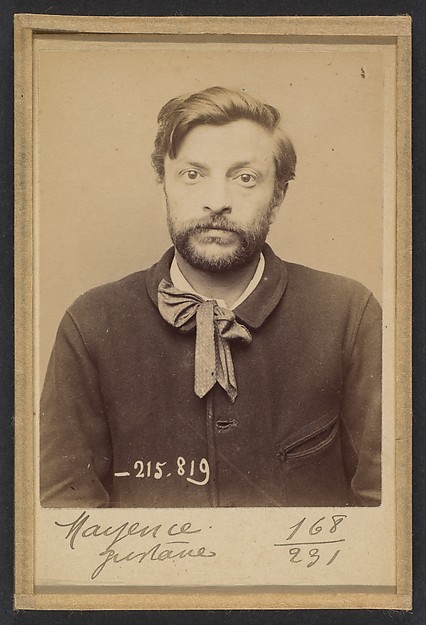 Alphonse Bertillon, Mayence. Gustave, David. 33 ans, né le 29/5/60 à Paris XVllle. Tapissier. Anarchiste. 17/3/94.