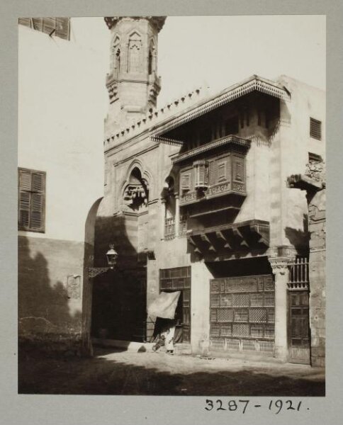 K.A.C. Creswell, Minaret and main façade of the mosque of Mamluk Amir Asanbugha, Cairo