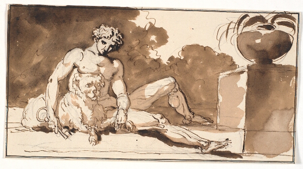 Nicolai Abildgaard, Siddende nøgen mand med en nøgle i hånden, en puddel og t.h. en agave