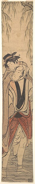 Torii Kiyonaga, Two Lovers Crossing a River