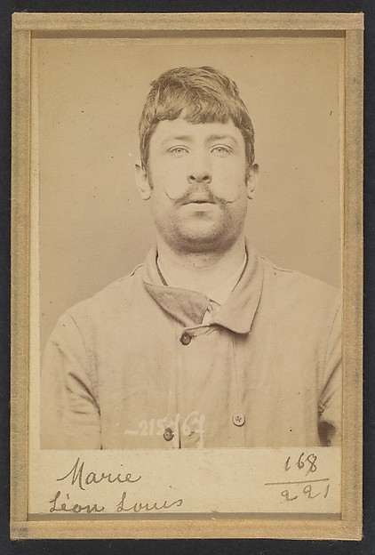 Alphonse Bertillon, Marie. Léon, Louis. 23 ans, né le 19/8/70 à Adouzeval (Calvados). Couvreur. Anarchiste. 16/3/94.