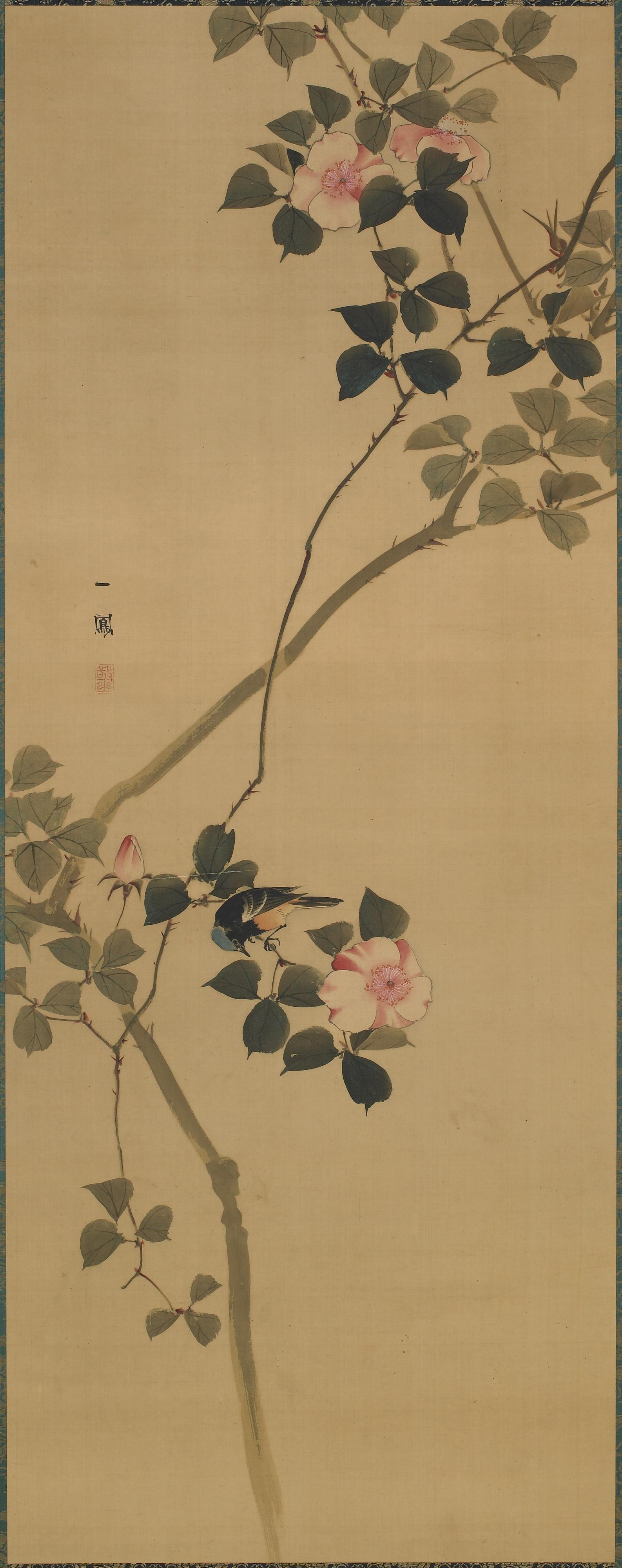Mori Ippo, Wild rose and a bird