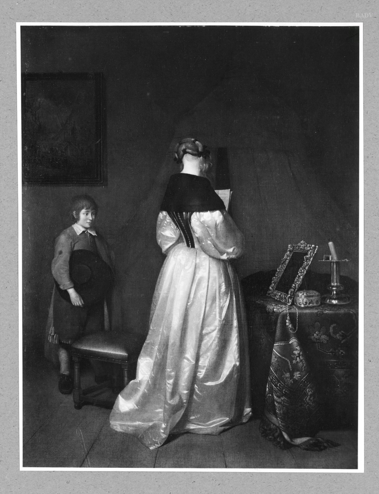 Gerard ter Borch, Standing lady reading a letter