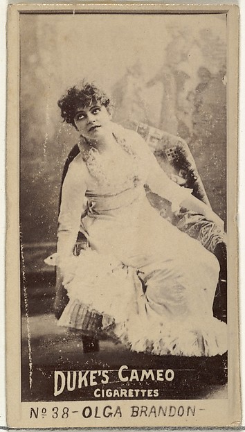W. Duke, Sons & Co., Card Number 38, Olga Brandon, from the Actors and Actresses series (N145-4) issued by Duke Sons & Co. to promote Cameo Cigarettes
