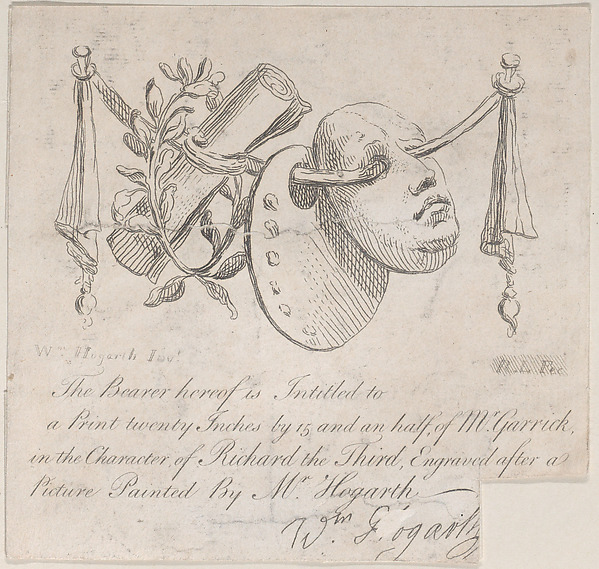 William Hogarth, Subscription Ticket for "Garrick in the Character of Richard III"