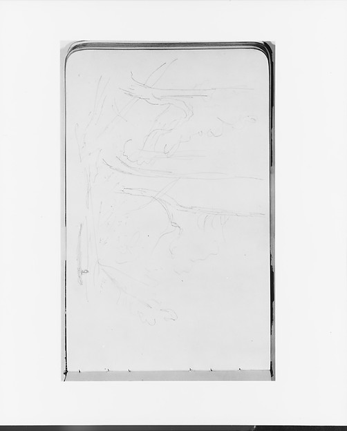 Albert Bierstadt, Landscape with Trees and Figure in a Canoe (from Sketchbook)