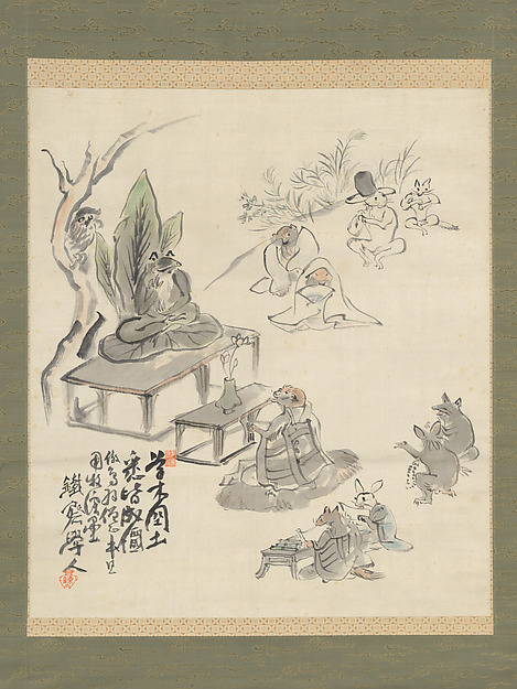 Tomioka Tessai, Scene Inspired by the Scrolls of Frolicking Animals and Humans
