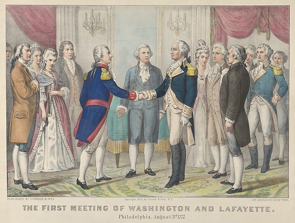 Currier & Ives, The First Meeting of Washington and Lafayette—Philadelphia, August 3rd, 1777