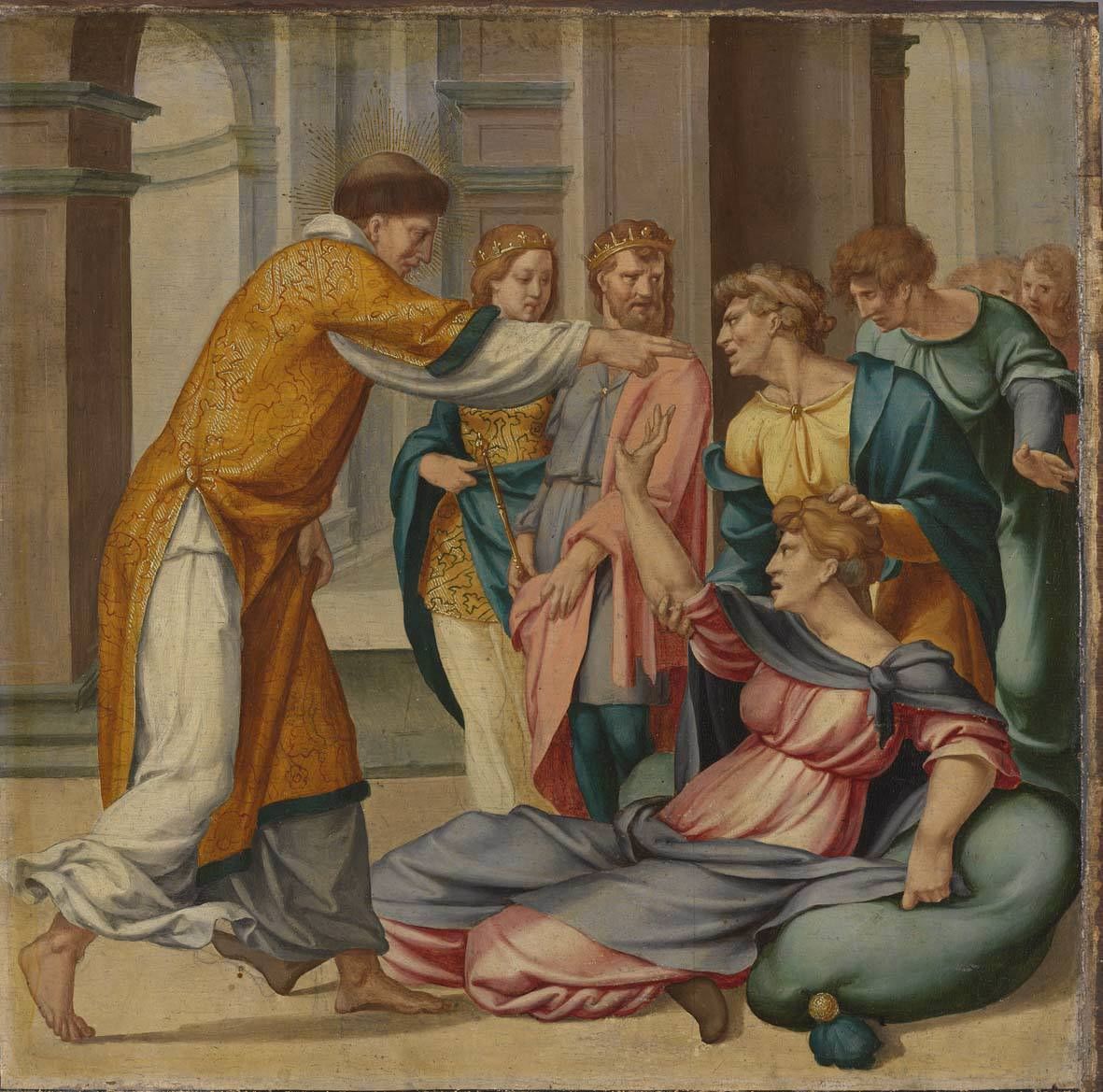 Bartholomaeus Bruyn the Elder, Cyriakus-Folge: Der hl. Cyriakus befreit Jobia vom bösen Geist