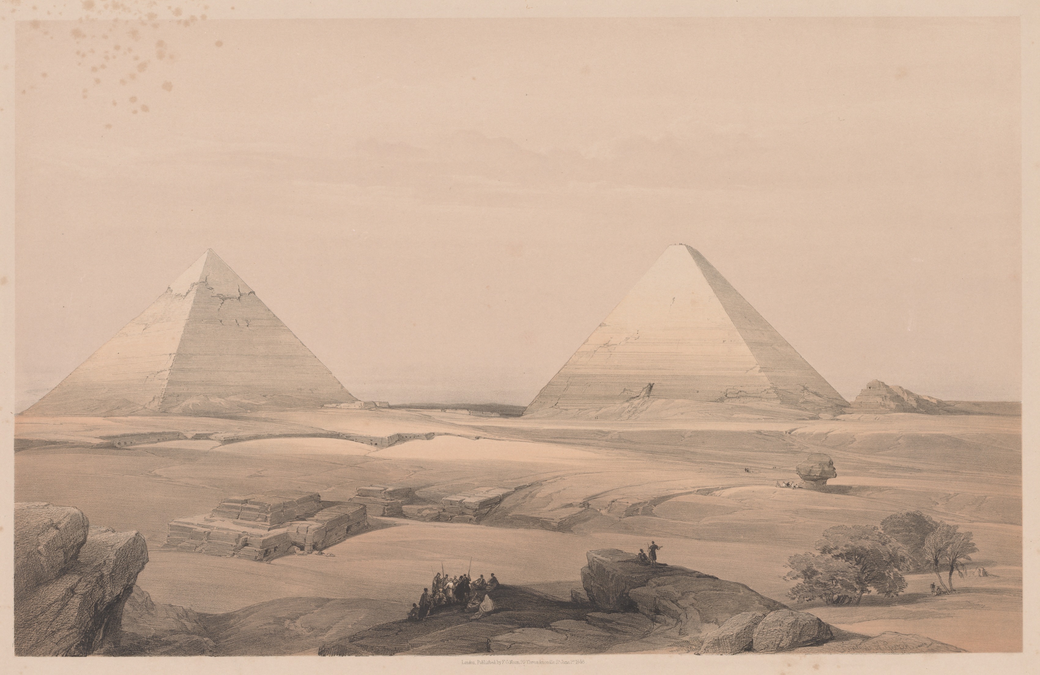 Louis Haghe, Egypt and Nubia:  Volume I - No. 3, Pyramids of Gizeh