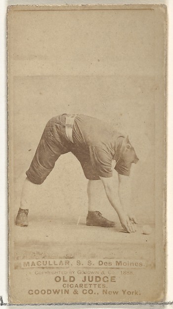Goodwin & Company, James F. "Jimmy" Macullar, Shortstop, Des Moines Prohibitionists, from the Old Judge series (N172) for Old Judge Cigarettes