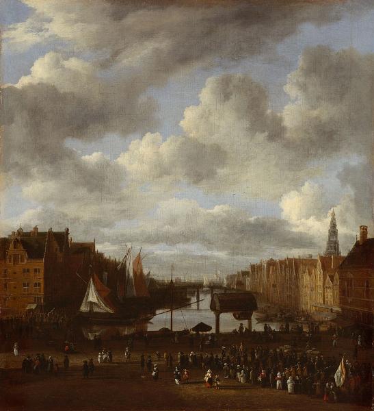Jacob van Ruisdael, View of the Damrak in Amsterdam