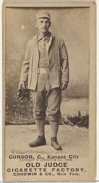 Goodwin & Company, Joseph Brook "Joe" Gunson, Catcher, Kansas City Cowboys, from the Old Judge series (N172) for Old Judge Cigarettes